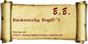 Benkovszky Bogát névjegykártya
